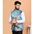 PrintCulture Men Printed Blue Cotton Blend Nehru Jacket