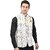 PrintCulture Men Printed White Cotton Blend Nehru Jacket