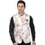 PrintCulture Men Printed White Cotton Blend Nehru Jacket