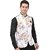 PrintCulture Men Printed White Cotton Blend Nehru Jacket