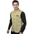 PrintCulture Men Solid Beige Cotton Blend Nehru Jacket