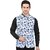 PrintCulture Men Printed White Cotton Blend Nehru Jacket