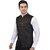 PrintCulture Men Solid Black Cotton Blend Nehru Jacket
