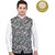 PrintCulture Men Printed Blue Cotton Blend Nehru Jacket