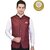PrintCulture Men Self Design Brown Cotton Blend Nehru Jacket