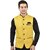 PrintCulture Men Solid Yellow Cotton Blend Nehru Jacket