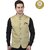 PrintCulture Men Solid Beige Cotton Blend Nehru Jacket