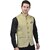 PrintCulture Men Solid Beige Cotton Blend Nehru Jacket