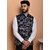 PrintCulture Men Printed Dark Blue Cotton Blend Nehru Jacket