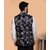 PrintCulture Men Printed Dark Blue Cotton Blend Nehru Jacket