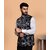 PrintCulture Men Printed Dark Blue Cotton Blend Nehru Jacket