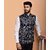 PrintCulture Men Printed Dark Blue Cotton Blend Nehru Jacket