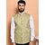 PrintCulture Men Solid Beige Cotton Blend Nehru Jacket