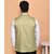 PrintCulture Men Solid Beige Cotton Blend Nehru Jacket