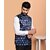 PrintCulture Men Printed Dark Blue Cotton Blend Nehru Jacket