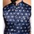 PrintCulture Men Printed Dark Blue Cotton Blend Nehru Jacket