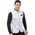 PrintCulture Men Printed White///Black Cotton Blend Nehru Jacket