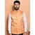 PrintCulture Men Printed Orange Cotton Blend Nehru Jacket