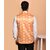 PrintCulture Men Printed Orange Cotton Blend Nehru Jacket