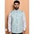 PrintCulture Men Solid Blue Cotton Blend Nehru Jacket