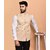 PrintCulture Men Solid Beige Cotton Blend Nehru Jacket