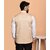 PrintCulture Men Solid Beige Cotton Blend Nehru Jacket