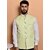 PrintCulture Men Solid White Cotton Blend Nehru Jacket