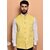 PrintCulture Men Solid Yellow Cotton Blend Nehru Jacket