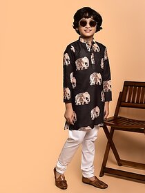 PrintCultr Boys Festive & Party Kurta and Pyjama Set (Brown)