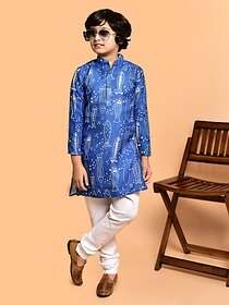 PrintCultr Boys Festive & Party Kurta and Pyjama Set (Blue)