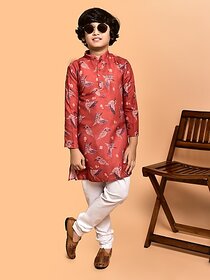 PrintCultr Boys Festive & Party Kurta and Pyjama Set (Red)