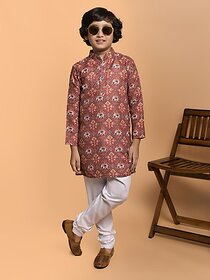 PrintCultr Boys Festive & Party Kurta and Pyjama Set (Maroon)