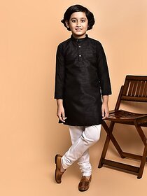 PrintCultr Boys Festive & Party Kurta and Pyjama Set (Black)