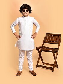 PrintCultr Boys Festive & Party Kurta and Pyjama Set (White)