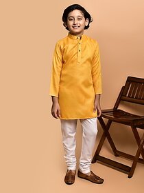 PrintCultr Boys Festive & Party Kurta and Pyjama Set (Yellow)