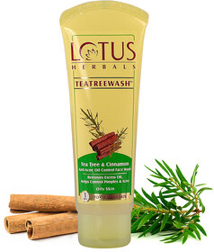 Lotus Herbals Teatreewash Face Wash  with Tea Tree Oil  Cinnamon  Anti Acne  Oil Control  For Oily Skin  80ml