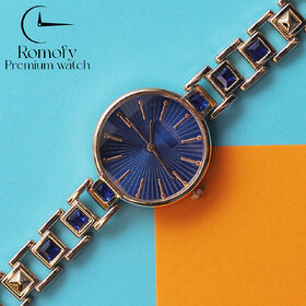 New arrival Bracelet Stylish Design Blue Diamond Belt Rose Gold Classic Watches Analog Watch For Girls