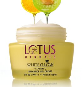 Lotus Herbals Whiteglow Vitamin-C Radiance Gel Crme, Spf-20  Pa+++, All Skin Types Paraben  Anti-Pollution 50G