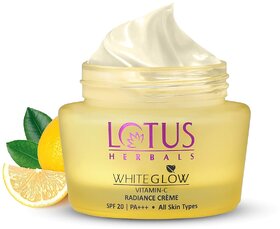 Lotus Herbals Whiteglow Vitamin C Radiance Cream  Spf 20  For Dark Spots  Dull Skin  Anti- Pollution  50G