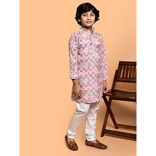 PrintCultr Boys Festive & Party Kurta and Pyjama Set (Pink)