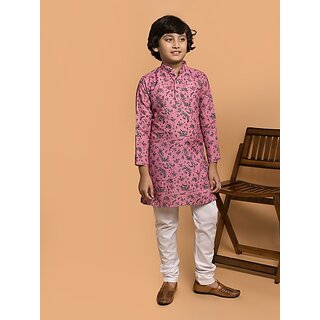 PrintCultr Boys Festive & Party Kurta and Pyjama Set (Pink)