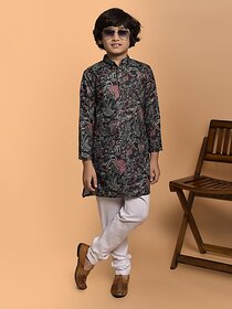 PrintCultr Boys Festive & Party Kurta and Pyjama Set (Black)
