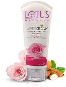Lotus Herbals Whiteglow Advanced Pink Glow Exfoliator  Brightens Skin  Preservative Free  For All Skin Types 100G