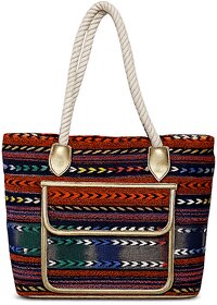 VARA Daily Drift Tote Bag with Long Tassel (Multicolour)