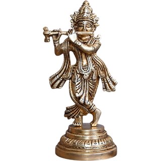 Sambhaav The Flute of Devotion Lord Krishna Brass Sculpture