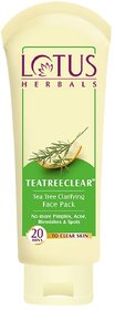 Lotus Herbals Teatreeclear Tea Tree Clarifying Face Pack  Reduces Pimples, Acne, Blemishes  Spots  120G