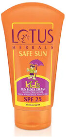 Lotus Herbals Safe Sun Kids Sunscreen Cream - Sensitive Skin Formula  Spf 25  Non Greasy  Sweat  Waterproof 50G