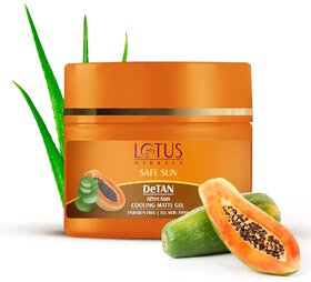 Lotus Herbals Safe Sun Detan After-Sun Matte Cooling Gel  Papaya  Aloe Vera  Paraben Free, Cruelty Free 100G