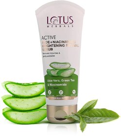 Lotus Herbals Active Aloe + Niacinamide Brightening Revival Scrub Removes Impurities  ExfoliatesPraben Free 100Gm