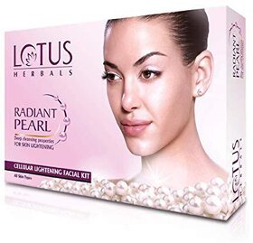Lotus Herbals Radiant Pearl Cellular 1 Facial Kit  For Deep Cleaning  With Pearl Extracts  Green Tea  37G